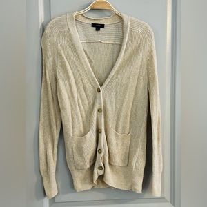 J. Crew Women’s Relaxed Linen-Cotton Blend Cardigan Sweater in Neutral Oatmeal S